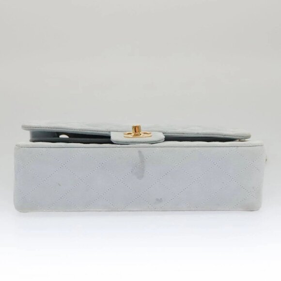 CHANEL Matelasse Chain Shoulder Bag Suede Light Blue Gold CC Auth 106433AV - Picture 5 of 16